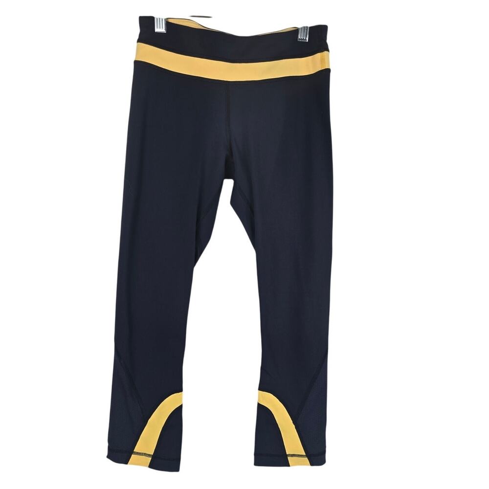 Lululemon Athletica Athletic Women's Blue Yellow Capri Leggings 4